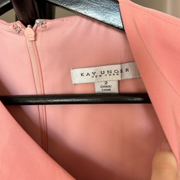 NWOT KAY UNGER Nel Asymmetric Neck Cocktail Midi Dress in Rosette - Picture 6 of 9